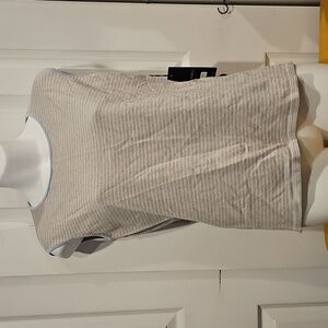 Rondina Women's Striped Blue & Tan Sleeveless Silk Blend Top Sz L MSRP $155 NWT